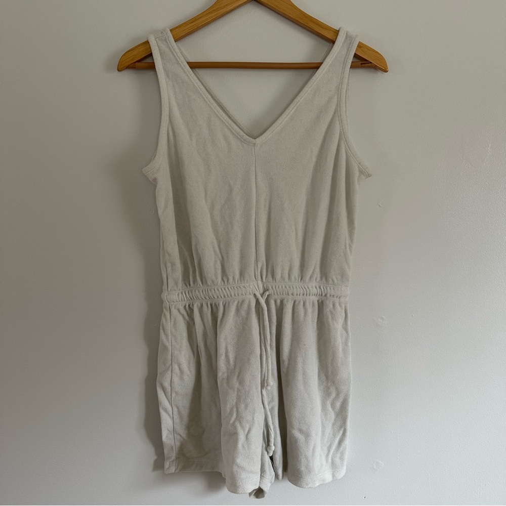 Old Navy white terry cloth bathing suit cover up beach towel material tank top